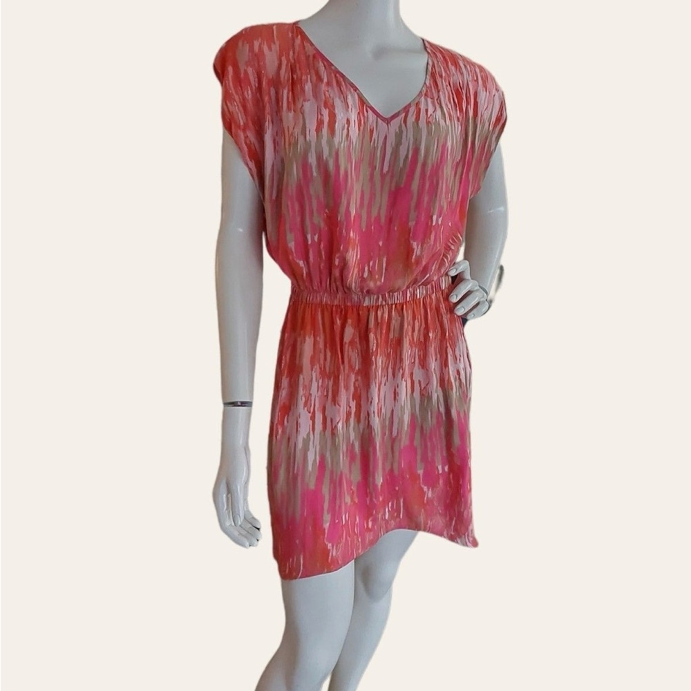 Express Chic Pink and Orange Patterned Dress